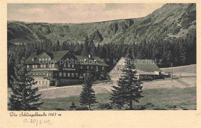 Karpacz Krummhuebel Riesengebirge PL Schlingelbaude Kupfertiefdruck