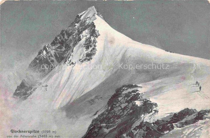 Glocknerspitze Grossglockner 3798m Kaernten AT von der Adlersruhe aus gesehen Ge
