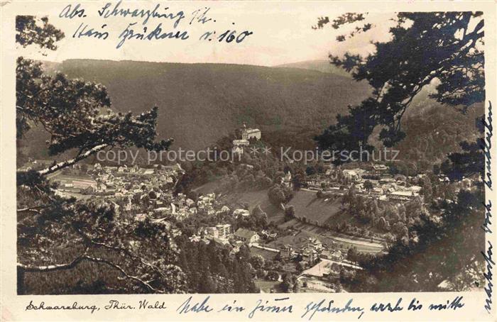 Schwarzburg Rudolstadt Thueringen Panorama Blick ins Tal