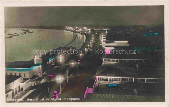 DuessELDORF CITY Gesolei bei Nacht Rheinpartie