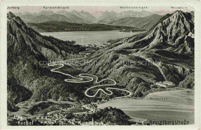Kochel See Bayern Panorama Kesselbergtrasse Kochelsee Walchensee Alpen