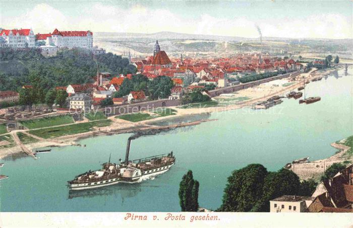 Pirna Elbe Panorama Blick von Posta gesehen