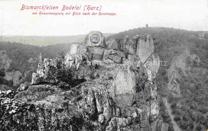 Thale Harz Bismarkfelsen Bodetal am Hexentanzplatz mit Blick nach der Rosstrappe