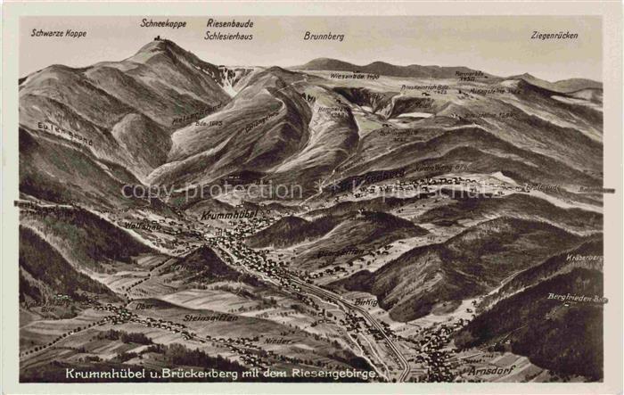 Krummhuebel Karpacz Riesengebirge PL und Brueckenberg mit dem Riesengebirge Brom
