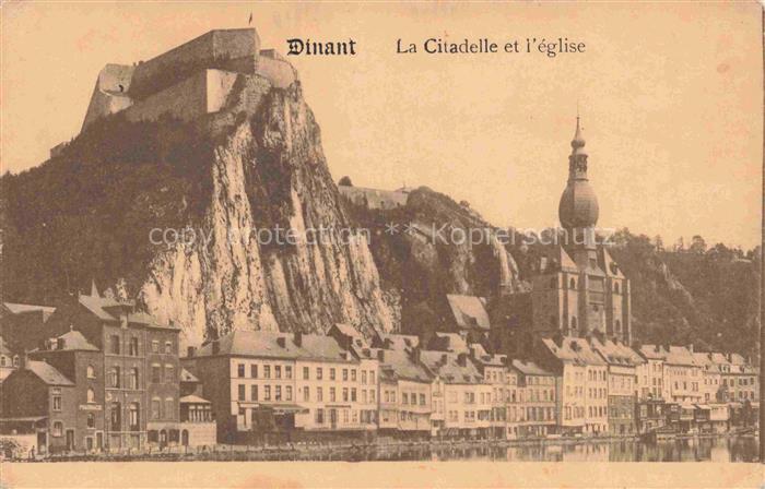 Dinant-sur Meuse Belgie La citadelle et l'église Feldpost