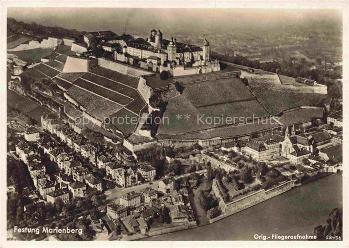 WueRZBURG Bayern Festung Marienberg Original Fliegeraufnahme
