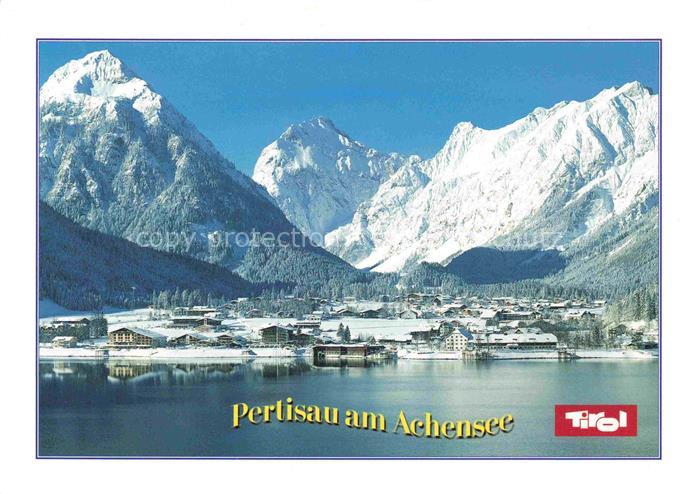 Pertisau Achensee Tirol AT Ansicht vom See aus Alpenpanorama im Winter