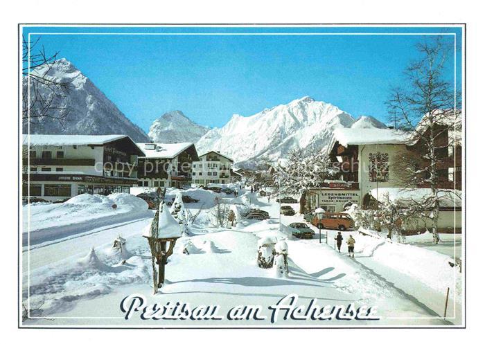 Pertisau Achensee Tirol AT Tiefverschneite Ortspartie Alpenpanorama
