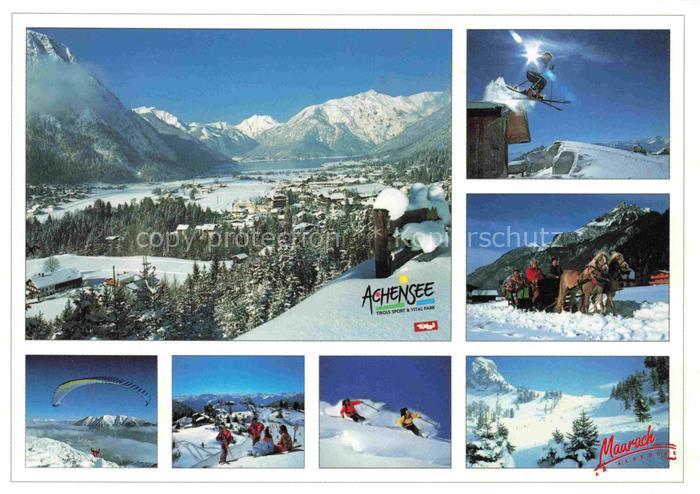 Maurach Achensee TiroL AT Winterpanorama Alpen Pferdeschlitten Wintersport Drach