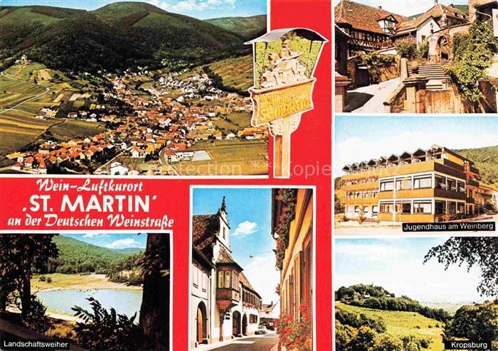 St Martin Pfalz Fliegeraufnahme Landschaftsweiher Jugendhaus am Weinberg Kropsbu