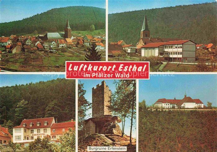 Esthal Panorama Kirche Berghotel Pension Woelfel Burgruine Erfenstein