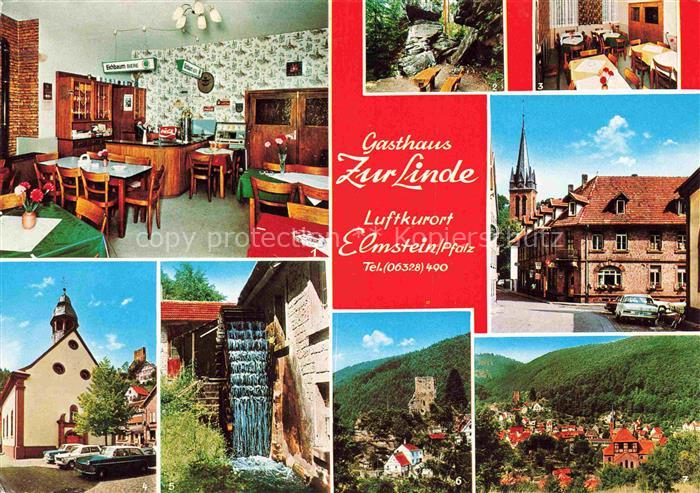 Elmstein Rheinland-Pfalz Gasthaus Zur Linde Gastraeume Kapelle Muehlrad Panorama