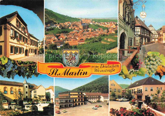 St Martin Weinstrasse Pfalz Gasthaus Panorama Kirche Marktplatz Teilansichten