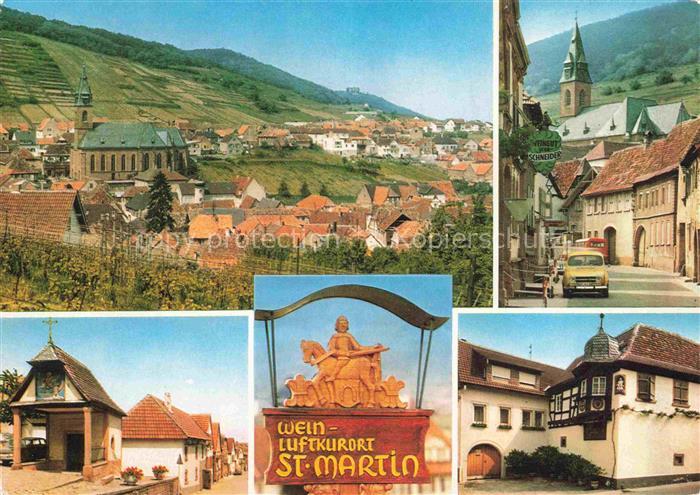 St Martin Weinstrasse Pfalz Panorama Kapelle Ortsschild Kirche Wohnhaus