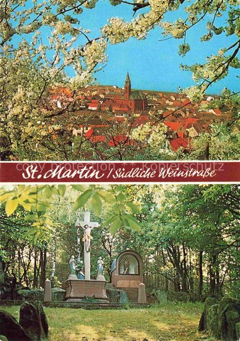 St Martin Weinstrasse Pfalz Panorama vom Kuckucksweg Wetterkreuz und Odilienbild