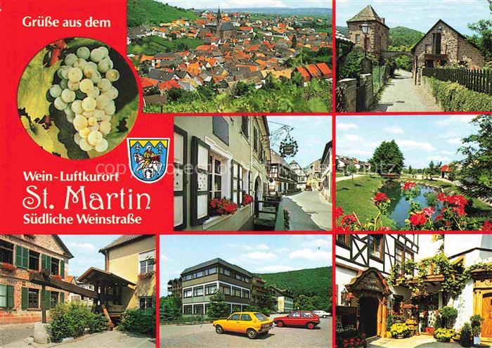 St Martin Weinstrasse Pfalz Panorama Ortsansichten Teich Torbogen