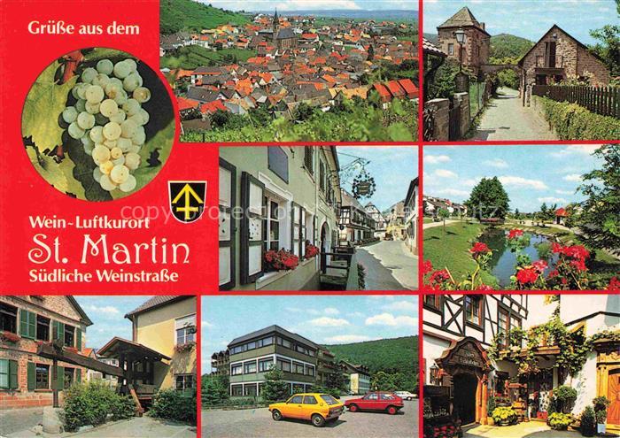 St Martin Weinstrasse Pfalz Panorama Torbogen Dorfstrasse Brunnen Ortmotive