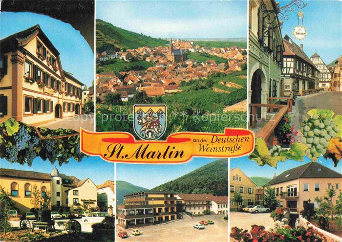 St Martin Weinstrasse Pfalz Gasthaus Panorama Kirche Marktplatz Teilansichten