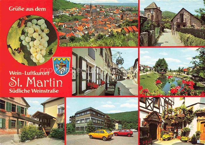 St Martin Weinstrasse Pfalz Panorama Brunnen Marktplatz Eingangstor Park Teilans
