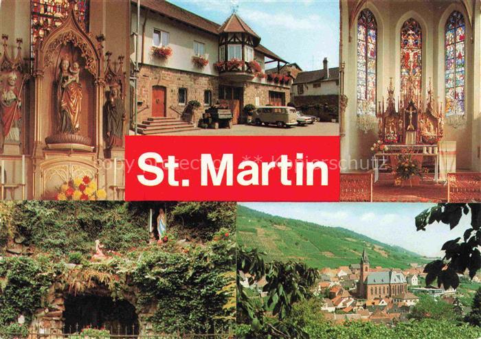 St Martin Weinstrasse Pfalz Kirche Inneres Lourdes Grotte Panorama