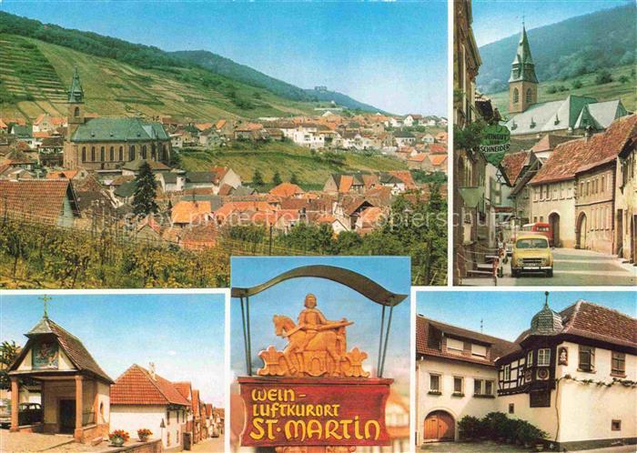 St Martin Pfalz Ortsmotive Zentrum Kirche Ortsschild Teilansicht