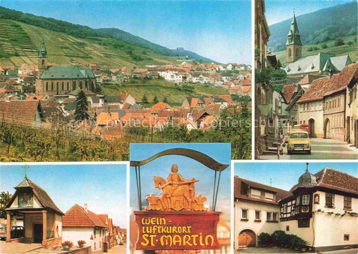 St Martin Pfalz Teilansicht mit Kirche Ortsmotive Zentrum Ortsschild