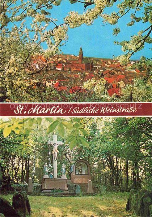 St Martin Pfalz Panorama Blick vom Kuckucksweg Wetterkreuz und Odilienbild Baumb