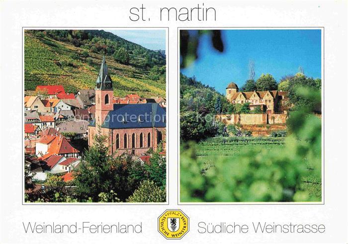 St Martin Pfalz Ortsmotiv mit Kirche Krobsburg