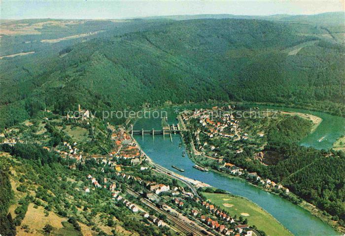 Hirschhorn Neckar Hessen Fliegeraufnahme mit Neckarschleife