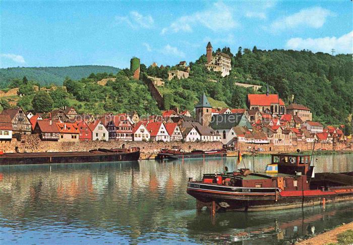 Hirschhorn Neckar Hessen Neckarpartie mit Schloss