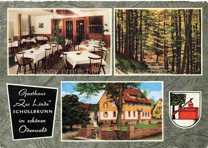 Schollbrunn Waldbrunn Neckar-Odenwald BW Gasthaus Zur Linde Gastraum Waldpartie