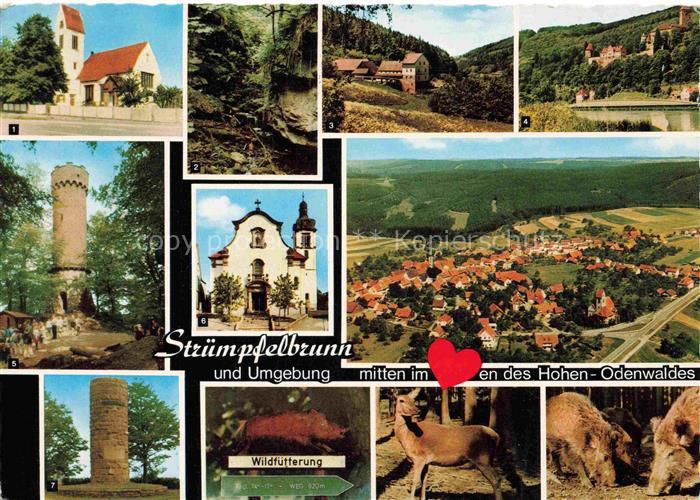 Struempfelbrunn Waldbrunn Ev Kirche Muehle im Hoellgrund Katzenbuckelturm Kath K
