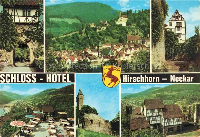 Hirschhorn Neckar Hessen Torwaechterhaeuschen Schloss Hotel Panorama Burg Teilan