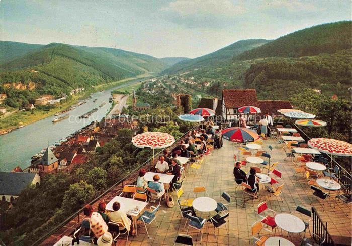 Hirschhorn Neckar Hessen Blick von der Burgterrasse ins Neckartal