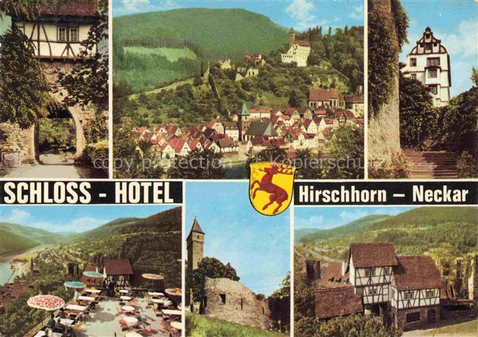 Hirschhorn Neckar Hessen Panorama Schloss Hotel Terrasse Burg Torwaechterhaus