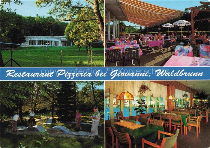 Waldbrunn Odenwald BW Restaurant im Kurzentrum Terrasse Gastraum Minigolf