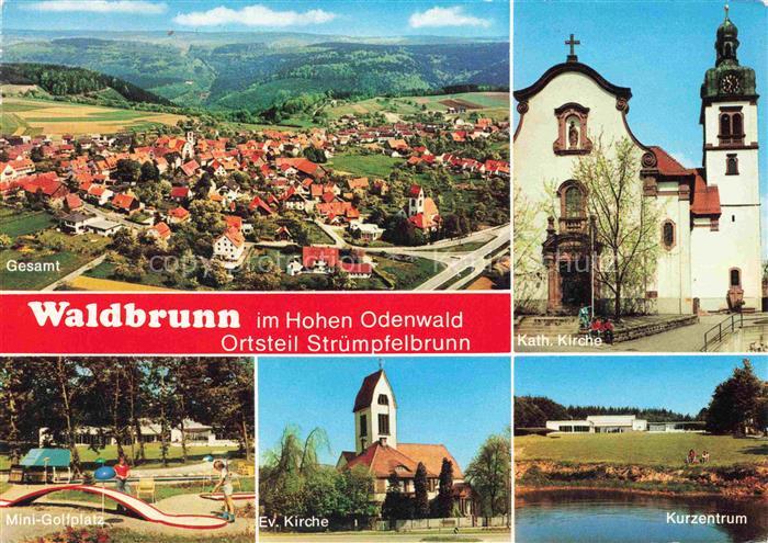 Struempfelbrunn Waldbrunn Panorama Kath Kirche Minigolf Ev Kirche Kurzentrum