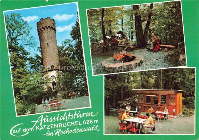 Waldbrunn Odenwald BW Aussichtsturm auf dem Katzenbuckel Grillstelle Imbiss