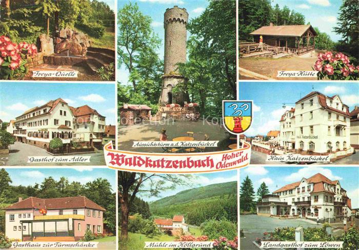 Waldkatzenbach Waldbrunn Freya Quelle Katzenbuckelturm Freya Huette Gasthof zum