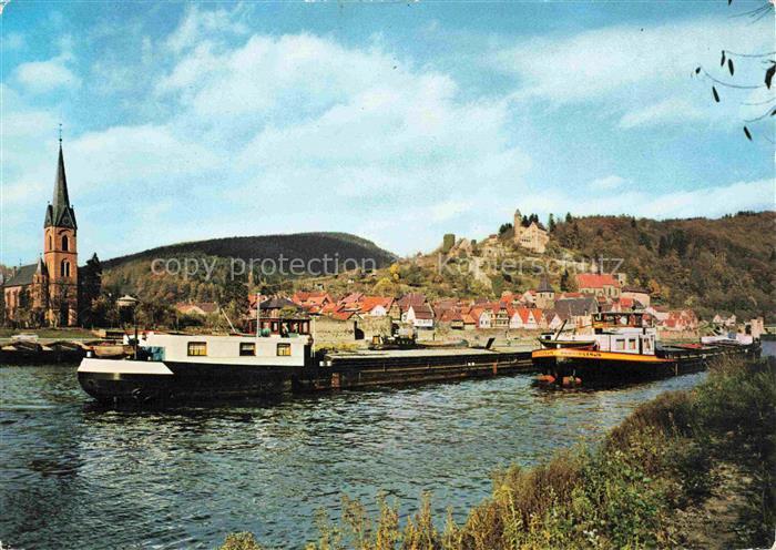 Hirschhorn Neckar Hessen Neckarpartie Kirche Schlosshotel