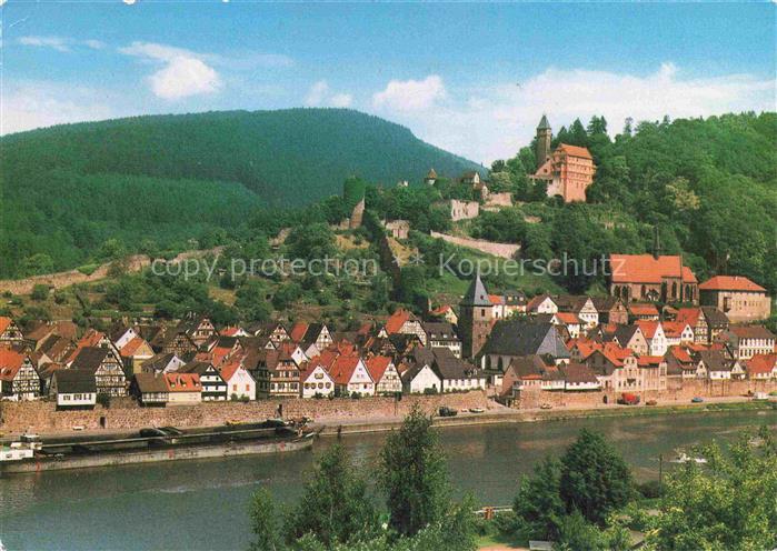Hirschhorn Neckar Hessen Neckarpartie mit Schloss