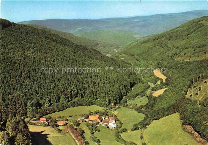 Struempfelbrunn Waldbrunn Fliegeraufnahme mit Muehle im oberern Hoellgrund