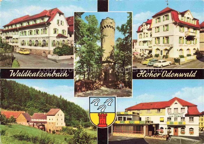 Waldkatzenbach Waldbrunn Gasthof zum Adler Katzenbuckelturm Muehle im Hoellgrund