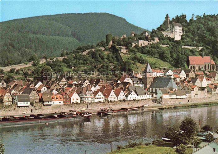Hirschhorn Neckar Hessen Neckarpartie mit Burg und Schlosshotel