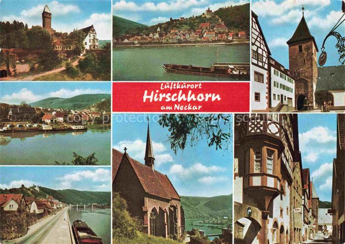 Hirschhorn Neckar Hessen Burg Neckarpartie Mitteltor Strassenpartien Kirche