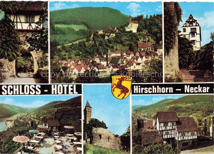 Hirschhorn Neckar Hessen Torwaechterhaeuschen Schloss Hotel Panorama Burg Teilan