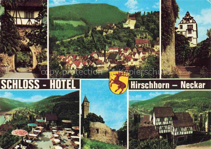 Hirschhorn Neckar Hessen Torwaechterhaeuschen Schloss Hotel Panorama Burg Teilan
