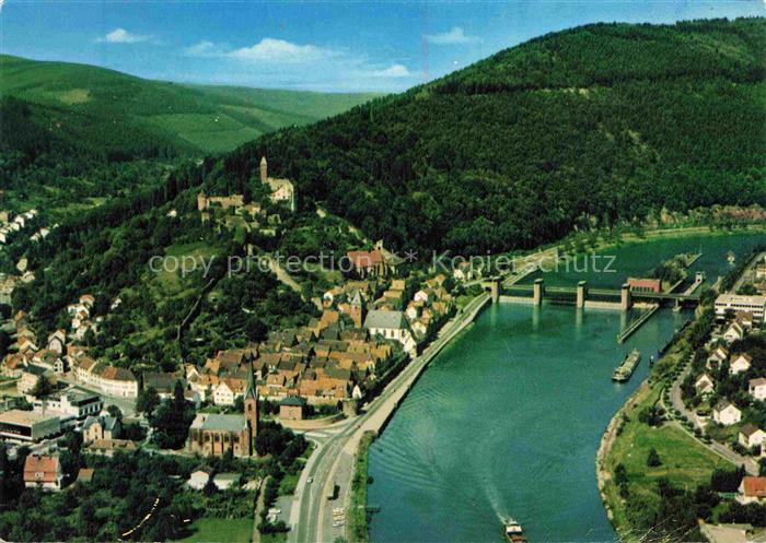 Hirschhorn Neckar Hessen Fliegeraufnahme Neckarschleuse Burg Hirschhorn
