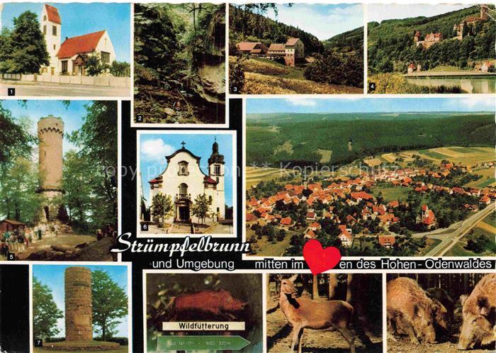Struempfelbrunn Waldbrunn Ev Kirche Muehle im Hoellgrund Katzenbuckelturm Kath K
