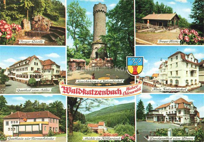Waldkatzenbach Waldbrunn Freya Quelle Katzenbuckelturm Freya Huette Gasthof zum